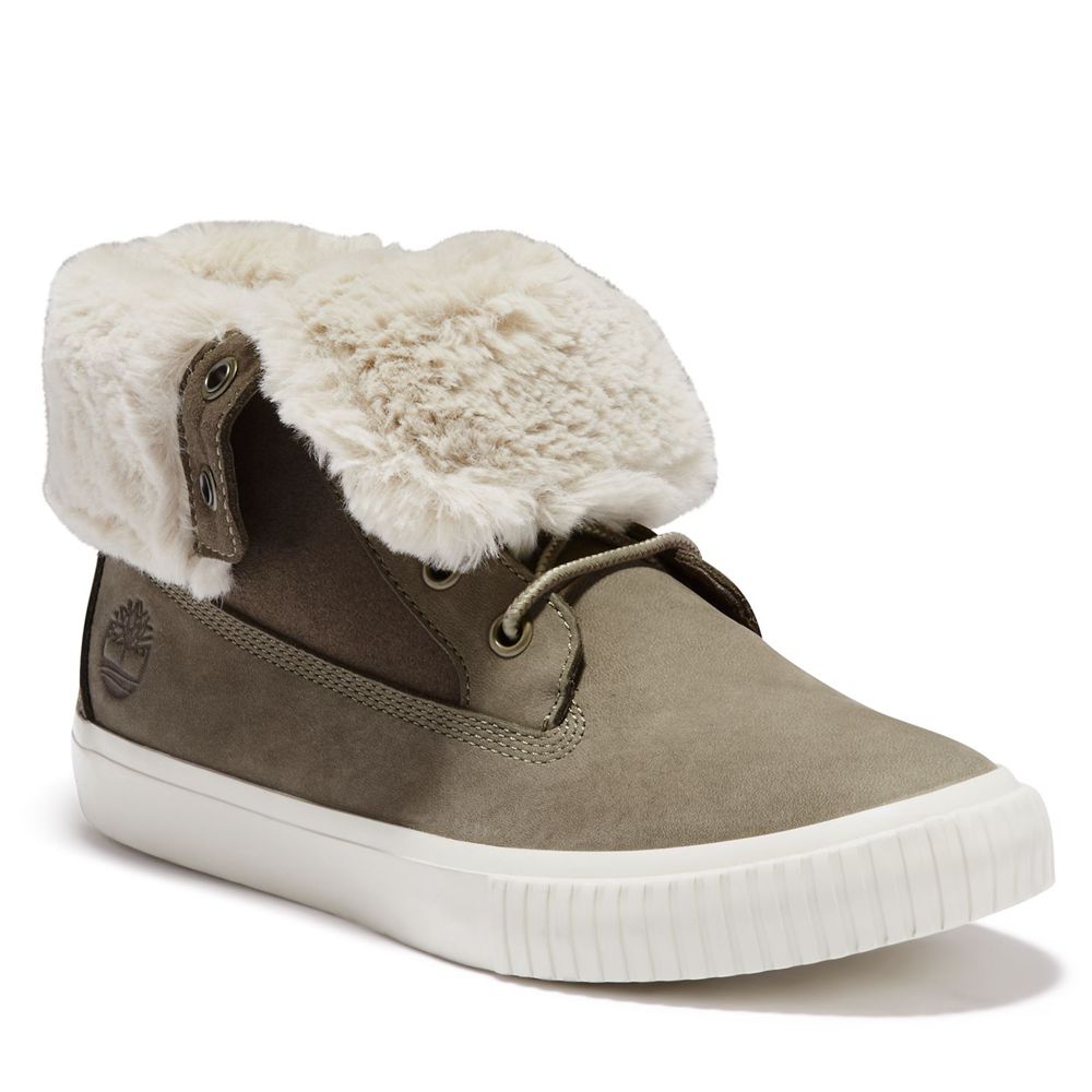 Bocanci De Zapada Timberland Dama Masline Verzi - Skyla Bay Fleece Fold-Down - Romania - WPEDAU189